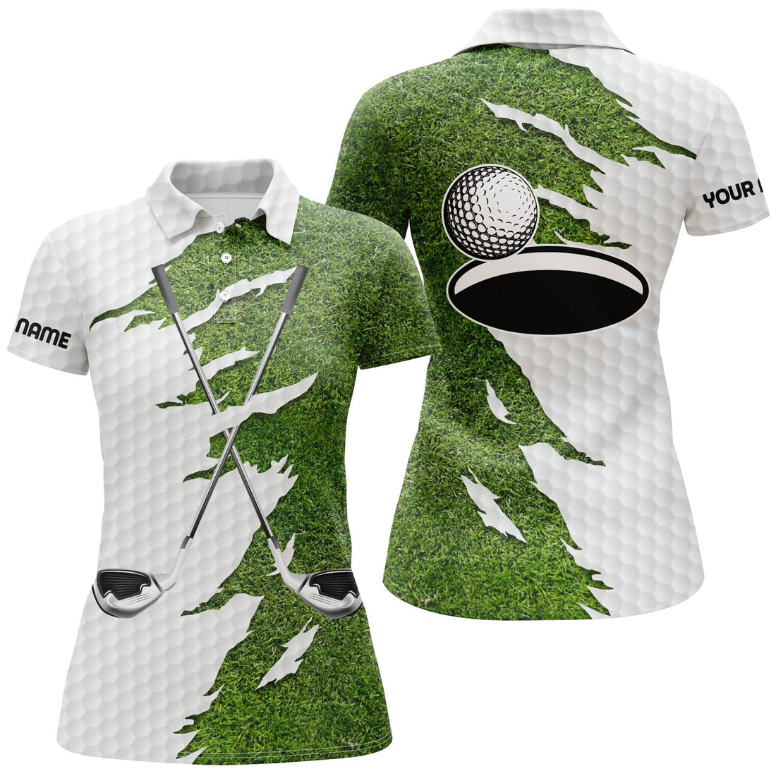 Custom Name Green Golf Clubs Golf Shirt for Women Women's Polo Shirts S-5XL