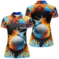 Custom Water Fire Golf Ball Tops Golf Attire for Ladies Women's Polo Shirts S-5XL