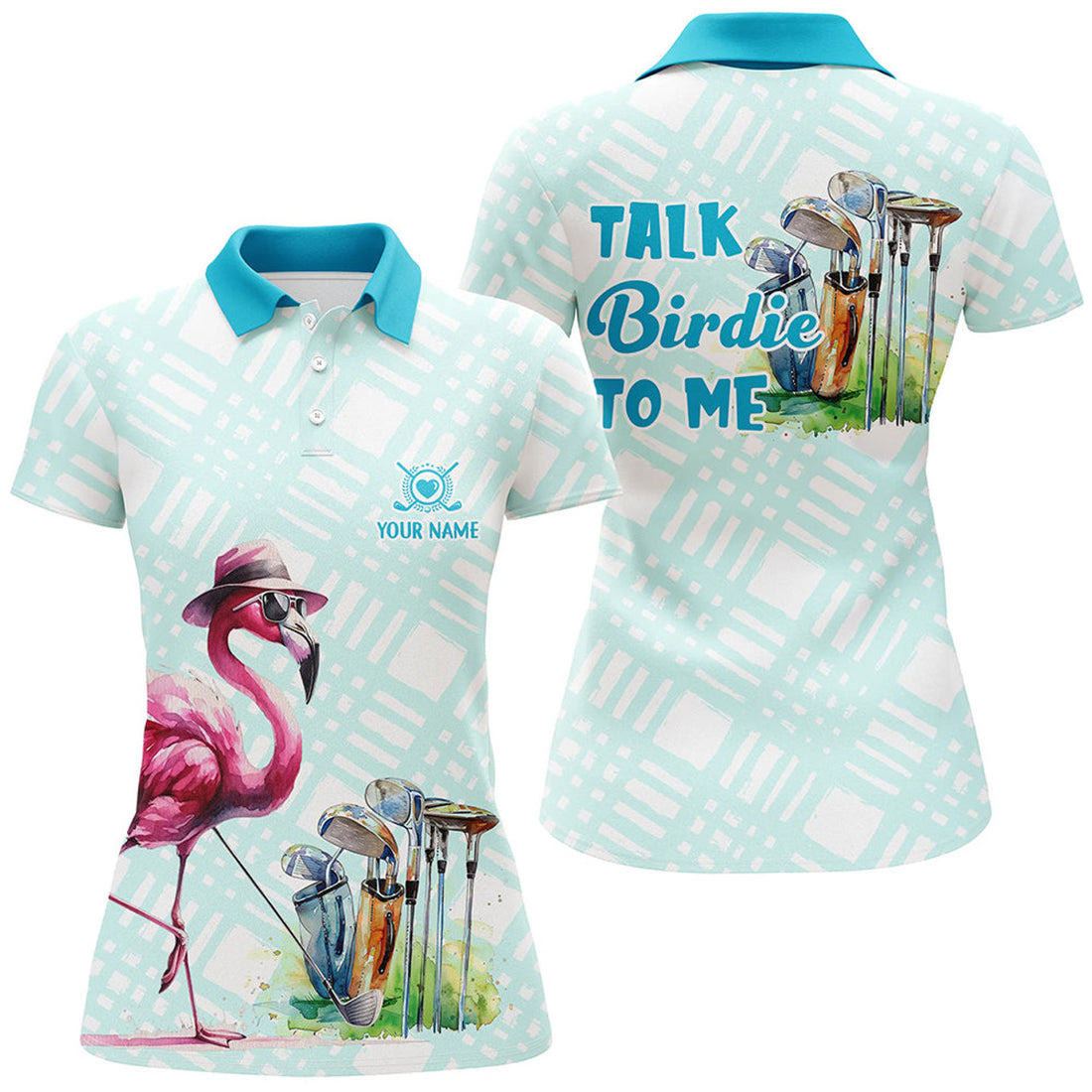 Custom Pink Flamingo Golf Shirts Talk Birdie To Me Women's Polo Shirts S-5XL