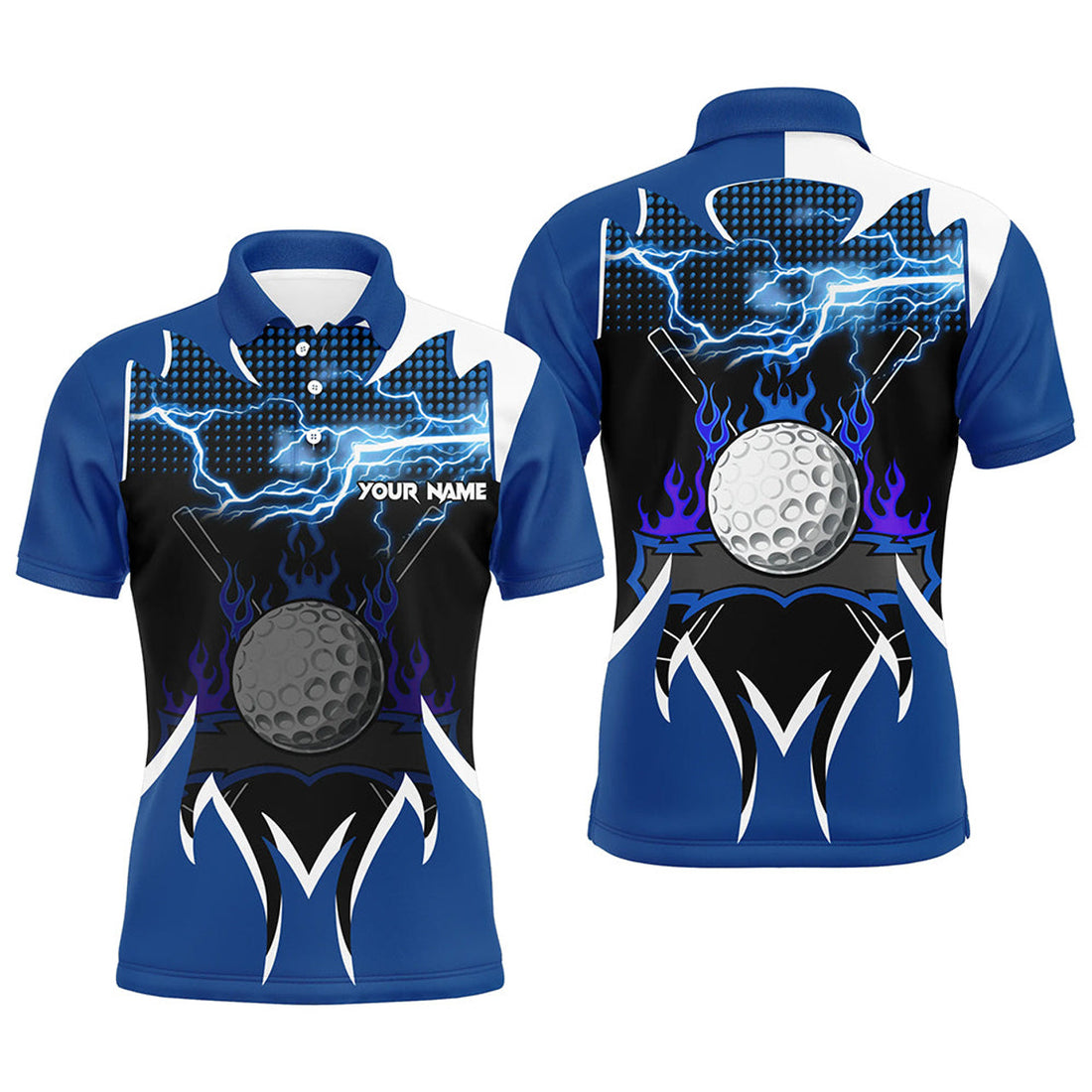 Custom Golf Polo Shirt Blue Lightning Men's Polo Shirt S-5XL