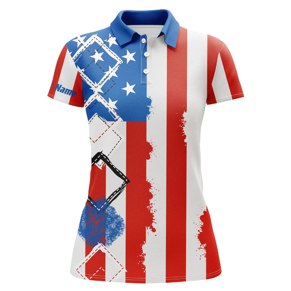 Custom Name American Flag Golf Polo Shirt Gift for Golfers Women's Polo Shirts S-5XL