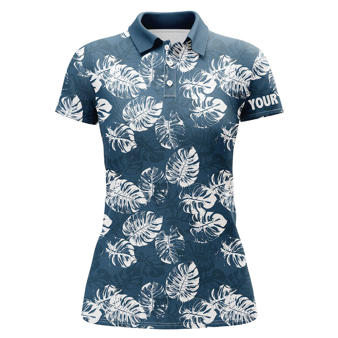 Custom Blue Monstera Leaves Golf Tops for Team Design Women's Polo Shirts S-5XL