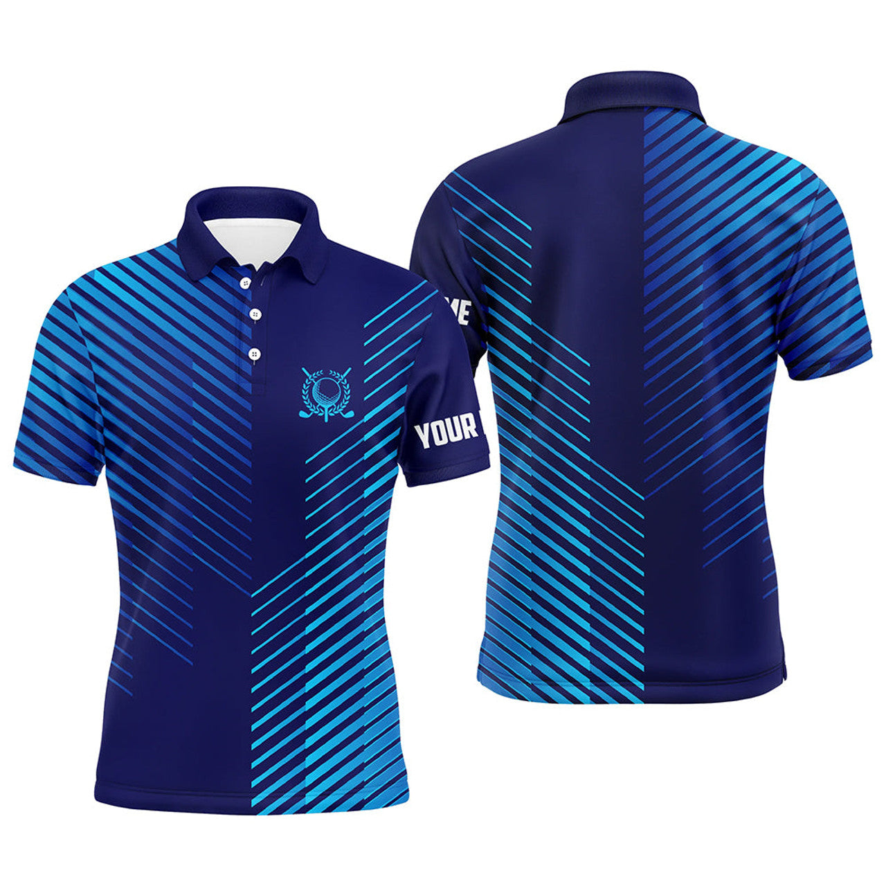 Custom Blue Stripes Pattern Golf Best Men's Golf Wear Men's Polo Shirt S-5XL