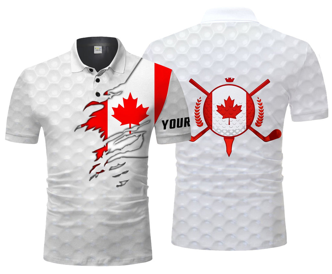 Canadian Flag Golf Polo Shirt Personalized Gift for Men Men's Polo Shirt S-5XL