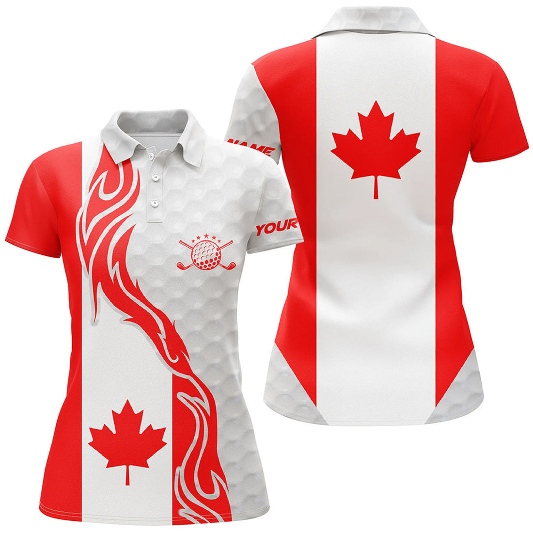 Custom Red White Canada Flag Golf for Patriotic Style Women's Polo Shirts S-5XL