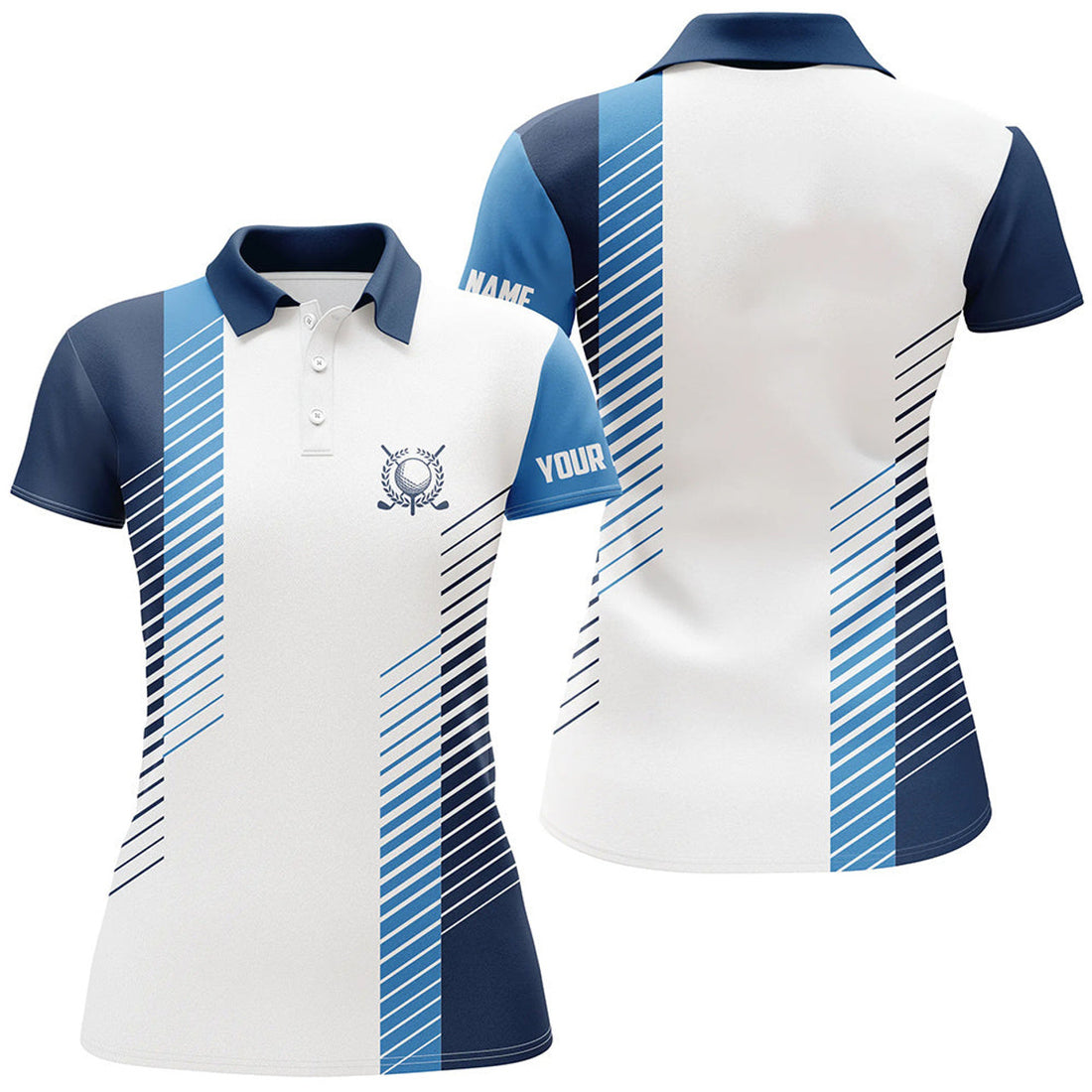 Custom White And Blue Golf Shirts For Women Ladies Top Women's Polo Shirts S-5XL