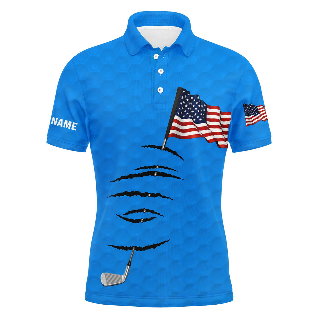 Custom Golf Polo Shirt American Flag 4th July Personalized Blue Gift Men S-5XL