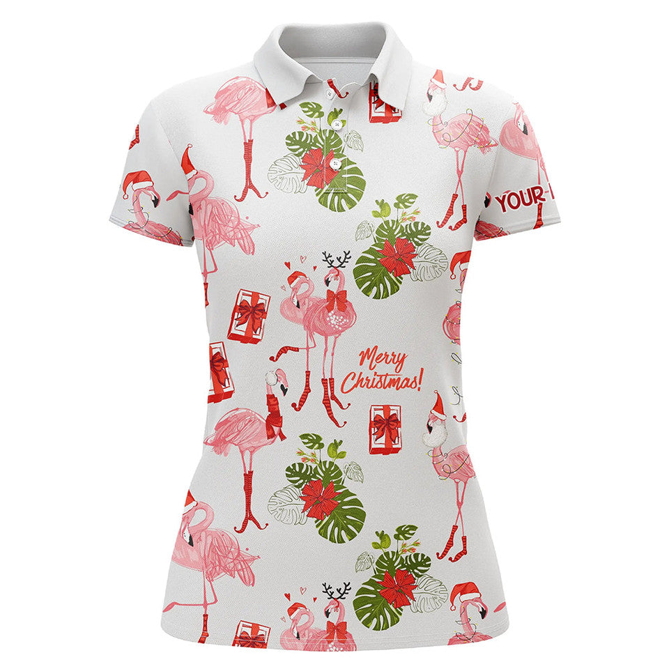 Custom Christmas Flamingo Golf Shirt for Women Women's Polo Shirts S-5XL