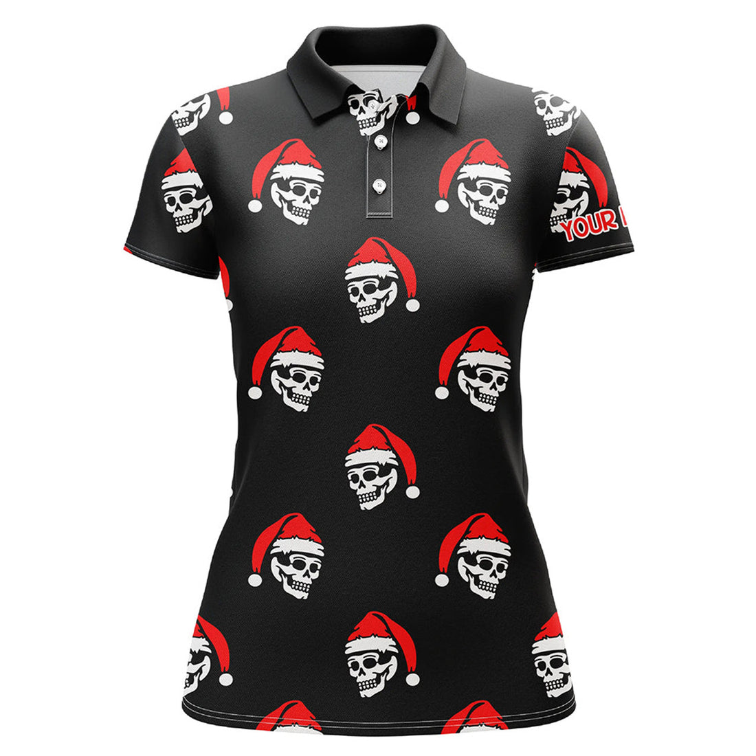 Custom Skull Santa Christmas Pattern Golf Unique Golf Gifts Women's Polo Shirts S-5XL