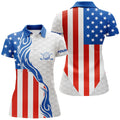 Custom Patriotic Golf Shirt Red White Blue American Flag Women's Polo Shirts S-5XL