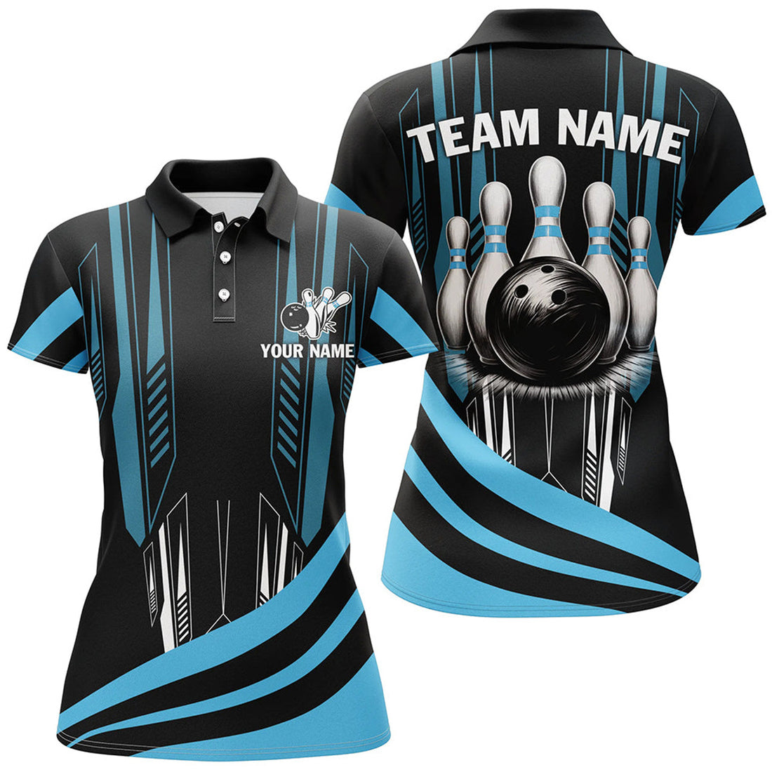 Custom Black Bowling Bowling Team League Gift For Bowler Women's Polo Shirts S-5XL