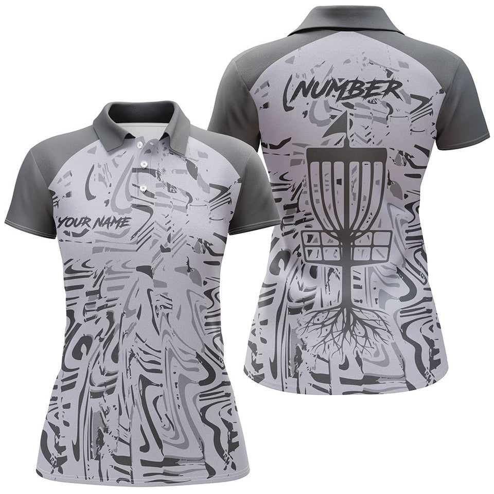 Custom Gray Camo Disc Golf Clothes Gifts Women's Polo Shirts S-5XL