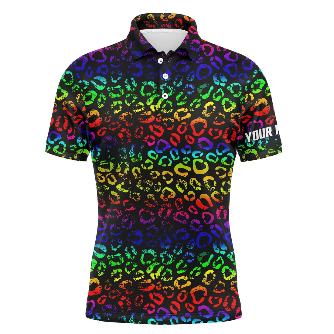 Colorful Neon Rainbow Leopard Golf Shirt Men's Polo Shirt S-5XL