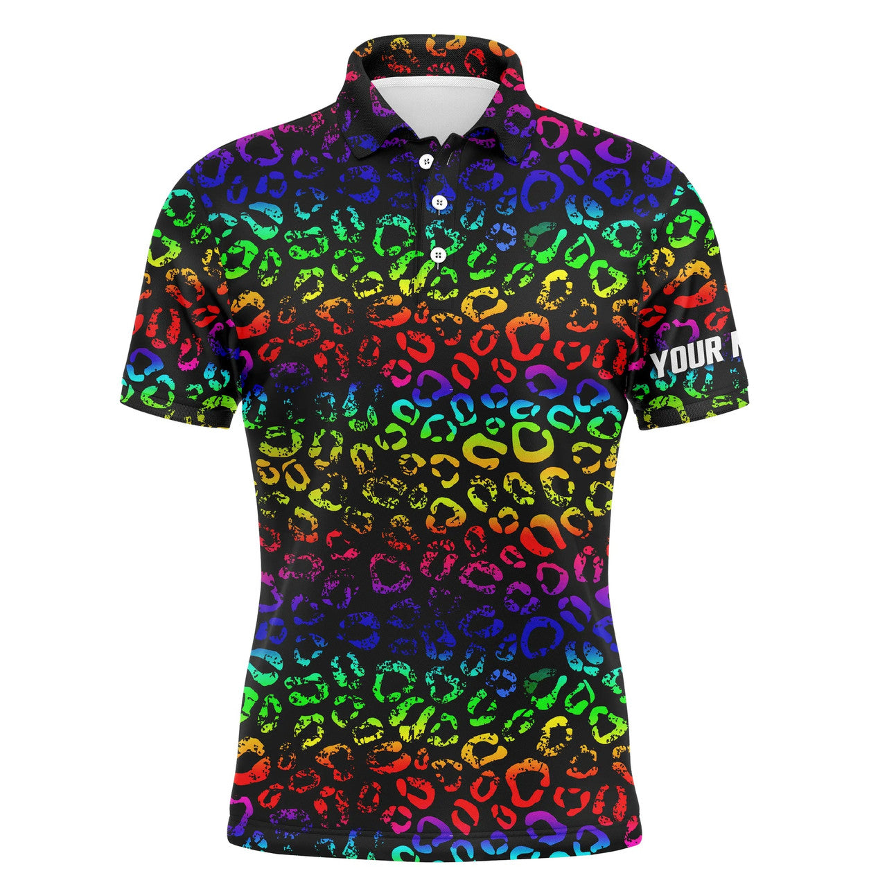 Colorful Neon Rainbow Leopard Golf Shirt Men's Polo Shirt S-5XL