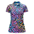 Custom Neon Gradient Leopard Golf Gift for Golf Lovers Women's Polo Shirts S-5XL