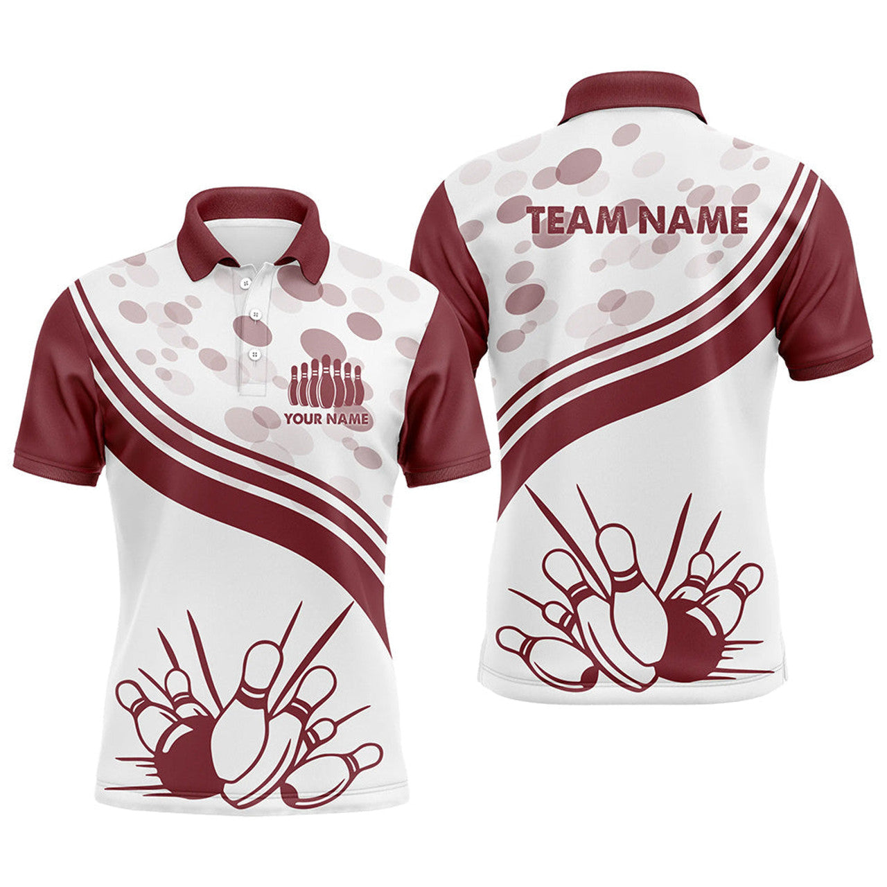 Custom Vintage White Bowling Polo Shirt Personalized Team Men's Polo Shirt S-5XL