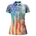 Custom American Flag Fourth Patriotic Golf Shirt for Ladies Women's Polo Shirts S-5XL
