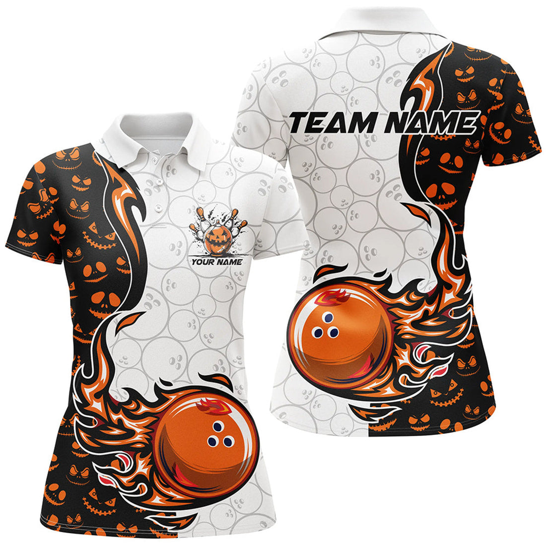 Custom Halloween Pattern Team Bowling Outfits Women's Polo Shirts S-5XL