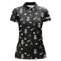 Custom Black Christmas Disc Golf Shirt with Frisbee Pattern Women's Polo Shirts S-5XL