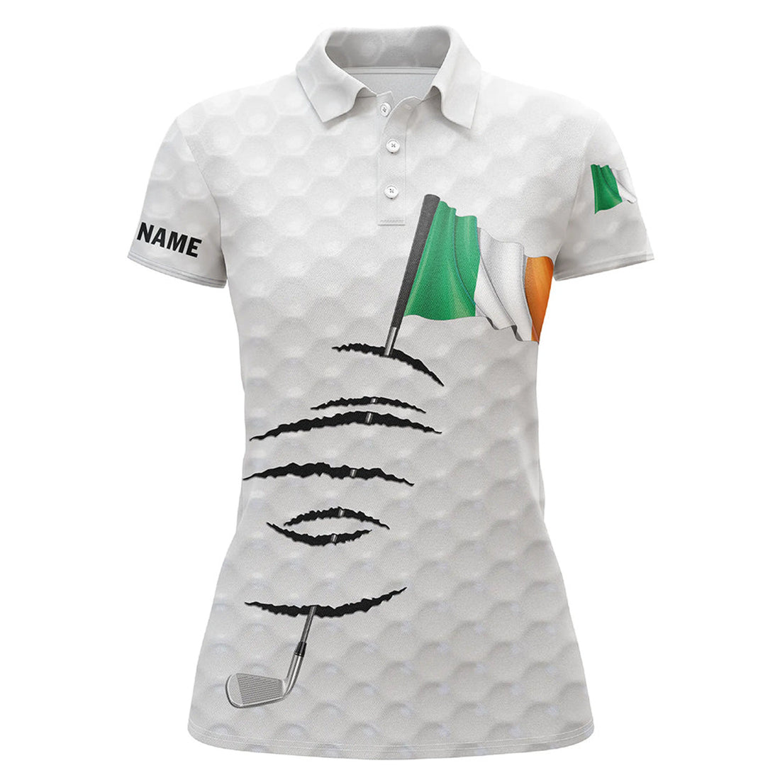 Custom Name Ireland Flag Golf Polo White Shirt Women's Polo Shirts S-5XL