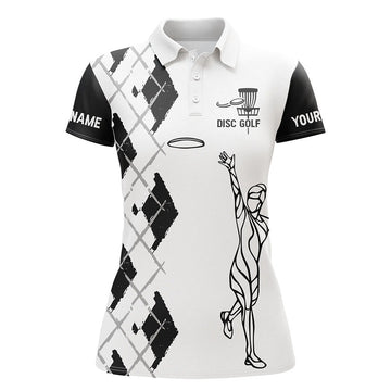 Custom Name Black And White Women Disc Golf Polo Shirt Women's Polo Shirts S-5XL