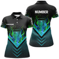 Custom Black Green Fire Disc Golf Custom Flame Women's Polo Shirts S-5XL