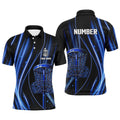 Custom Black and Blue Light Disc Golf Apparel Men's Polo Shirt S-5XL