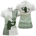 Custom Green Stripe Golf Ball Pattern Top for Women Women's Polo Shirts S-5XL