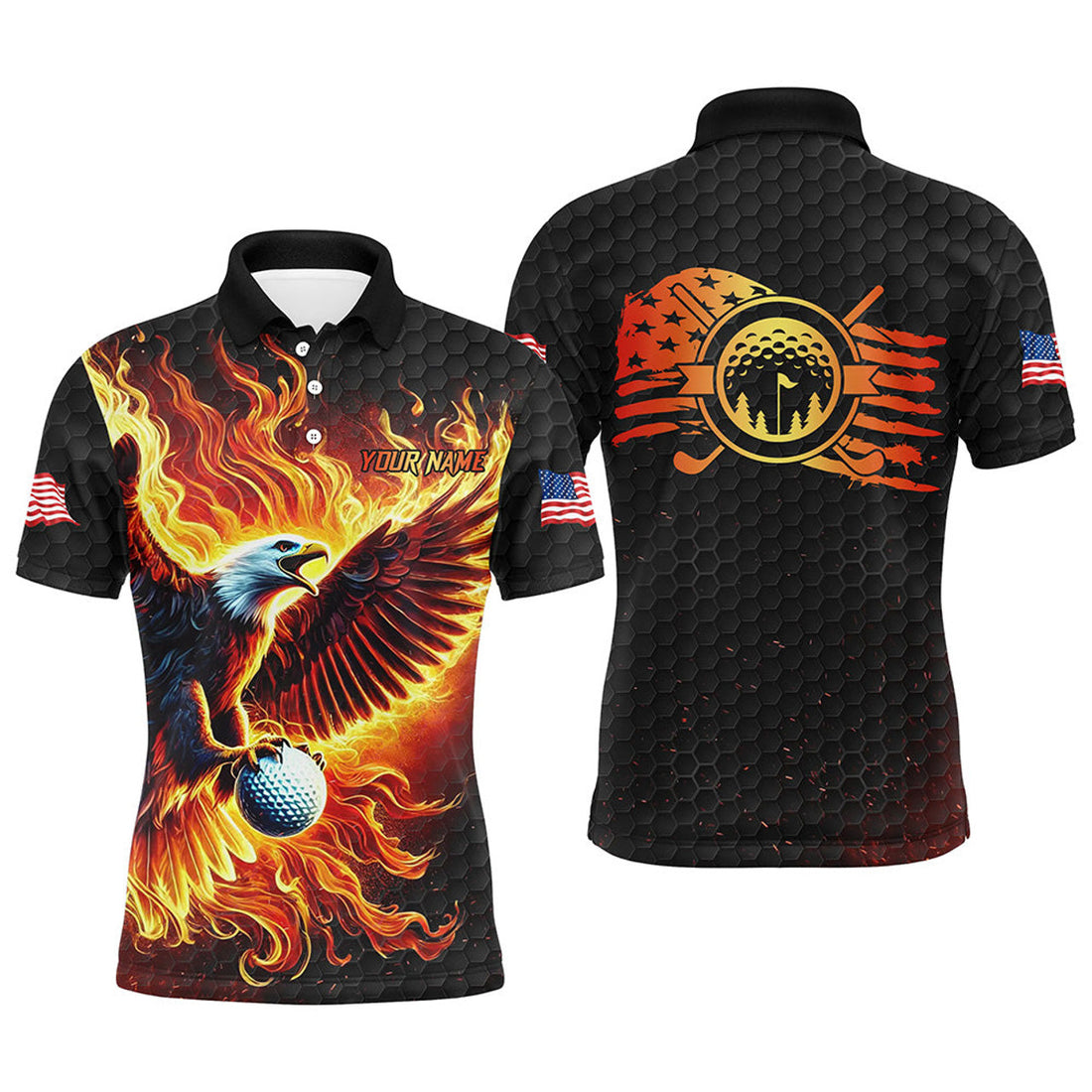Custom American Flag Eagle Golf Polo Shirt Men's Polo Shirt S-5XL