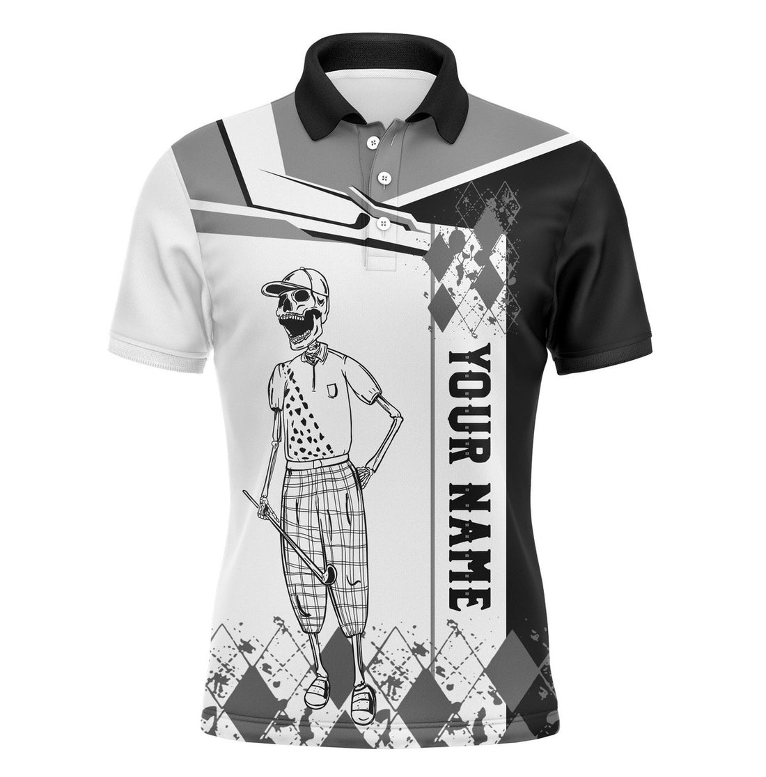 Custom Golf Shirt Skull Personalized Gift for Golfer Team Men's Polo Shirt S-5XL