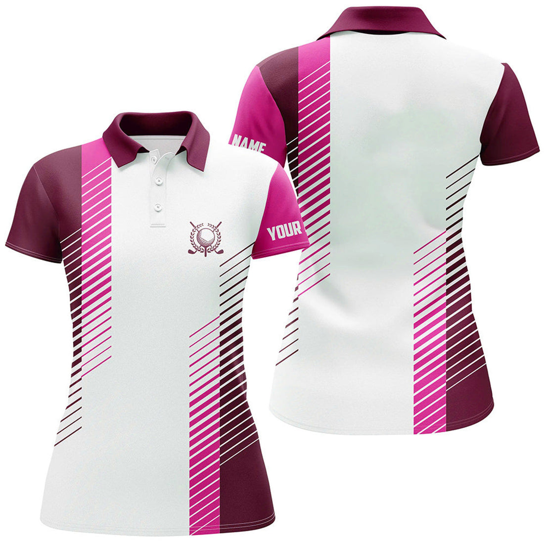 Custom Pink and White Polo Shirts for Ladies Golf Top Women's Polo Shirts S-5XL