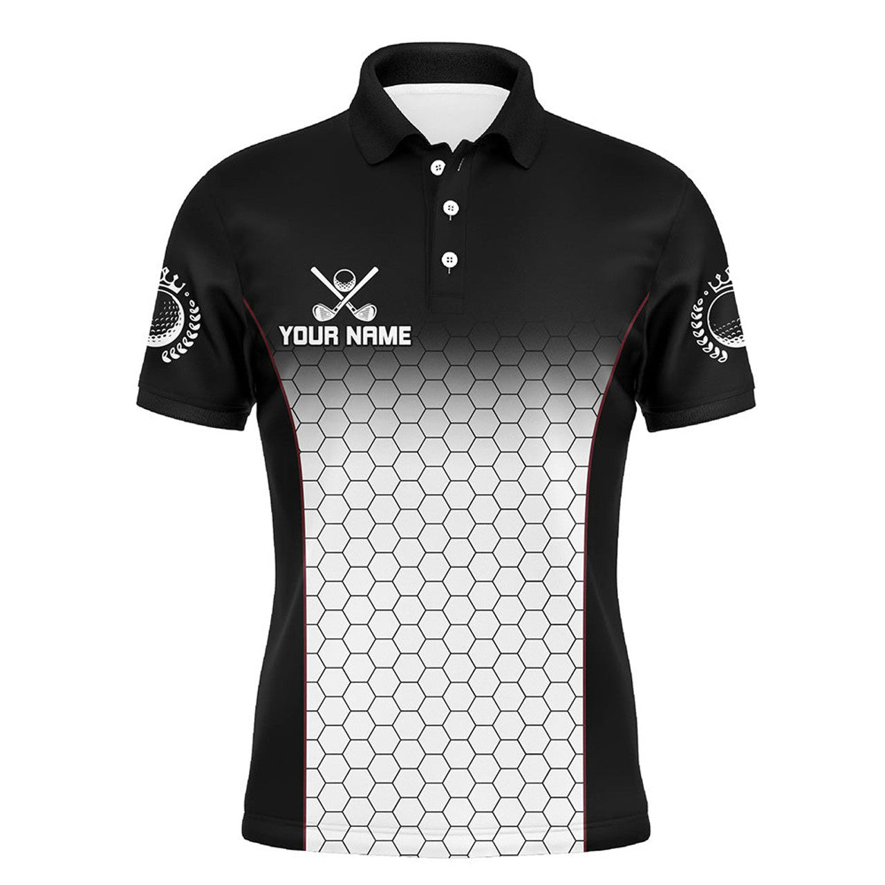 Black and White Hexagon Pattern Custom Golf Apparel Men's Polo Shirt S-5XL