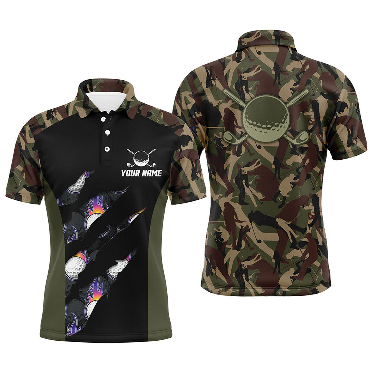 Custom Camo Golf Shirt Men's Golf Attire Men's Polo Shirt S-5XL
