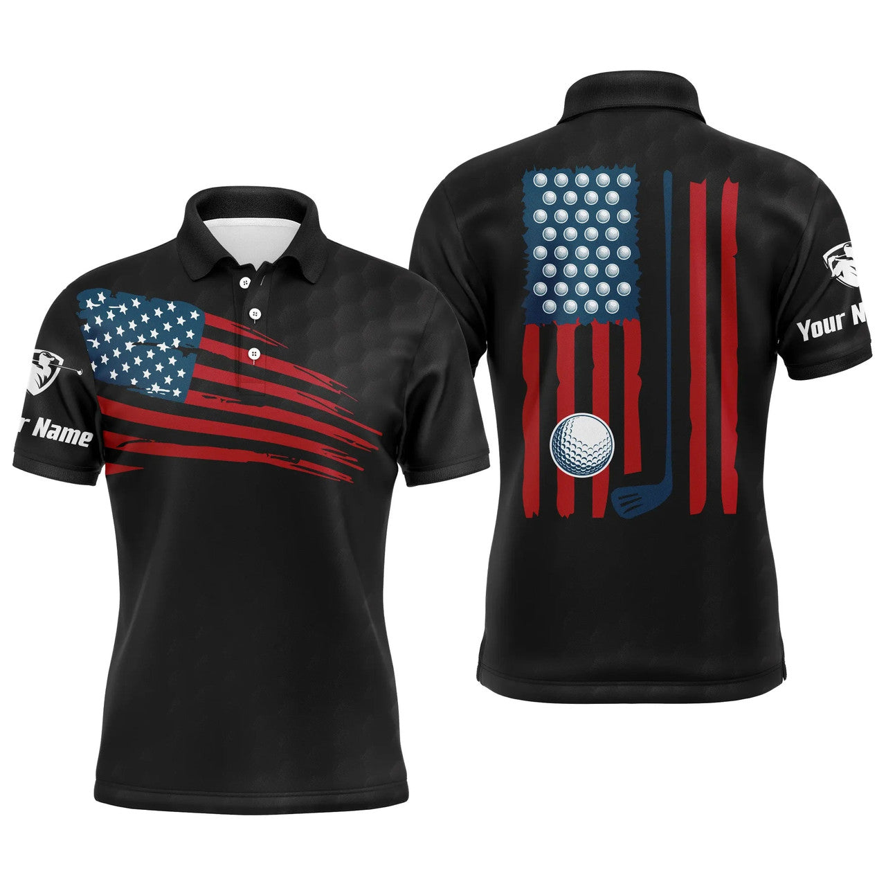 Custom Golf Shirt Personalized American Flag Gift for Men Men's Polo Shirt S-5XL