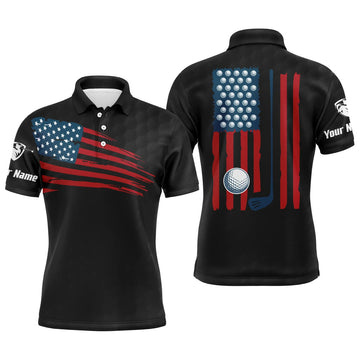 Custom Golf Shirt Personalized American Flag Gift for Men Men's Polo Shirt S-5XL