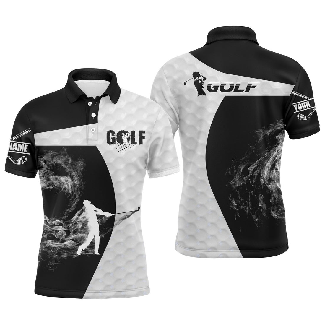 Custom Golf Custom Name Black and White Personalized Gift Men's Polo Shirt S-5XL