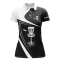 Custom Name Disc Golf Shirt with Basket Design Black White Women's Polo Shirts S-5XL