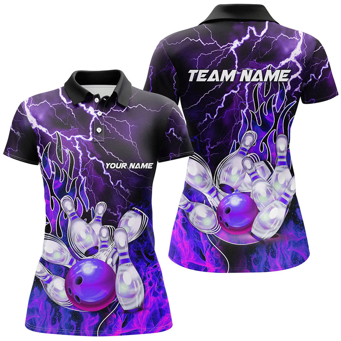 Custom Lightning Bowling Shirt Gift for Team Bowlers Women's Polo Shirts S-5XL