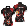 Funny Red Death Skeleton Billiard 8 Ball 9 Ball Custom Men's Polo Shirt S-5XL