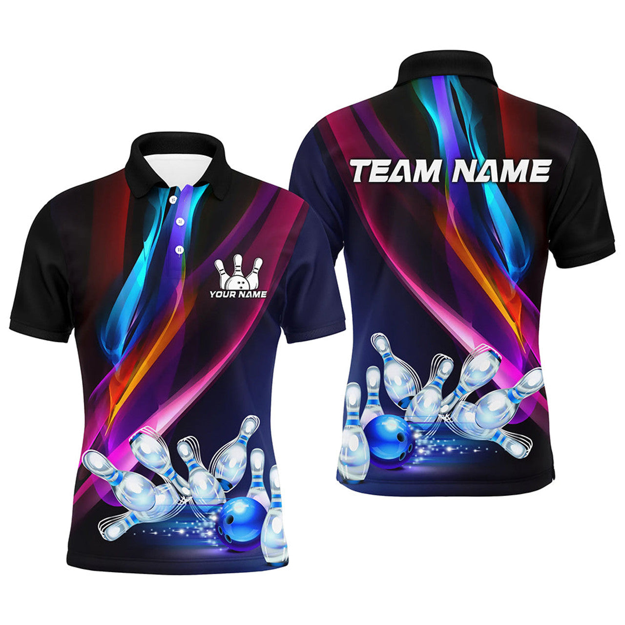 Custom Bowling Polo Quarter Zip Shirt Gift for Bowlers Men's Polo Shirt S-5XL