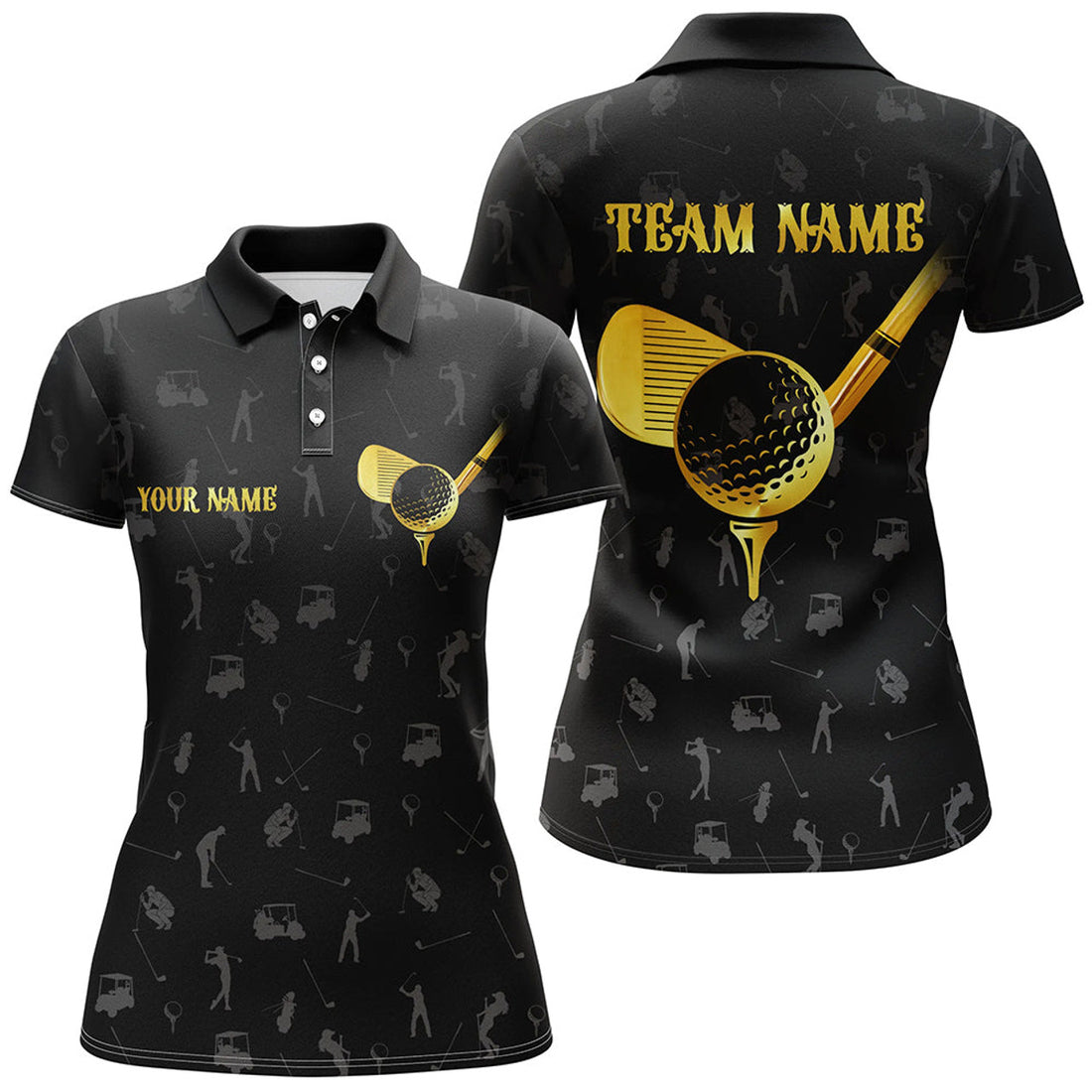 Custom Black Golf Camo Golf Custom Golf Tees For Women's Polo Shirts S-5XL