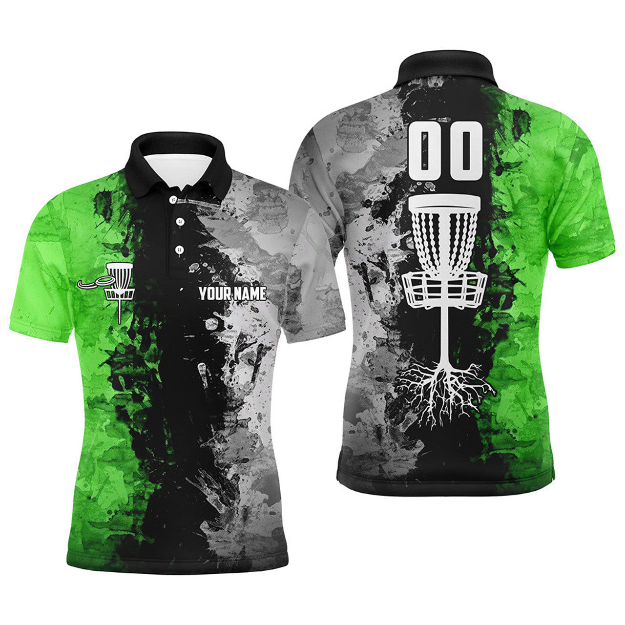 Custom Name Number Disc Golf Basket Mens Polo Shirt S-5XL
