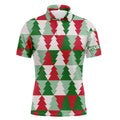 Custom Name Christmas Tree Pattern Gift For Golf Lover Men's Polo shirt