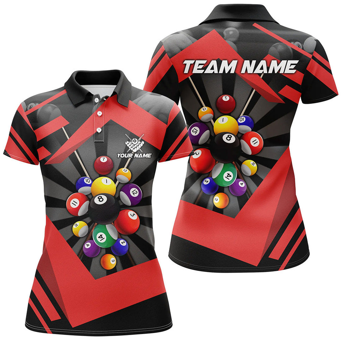 Custom Personalized Billiard Balls for 8 Ball Pool Women's Polo Shirts S-5XL