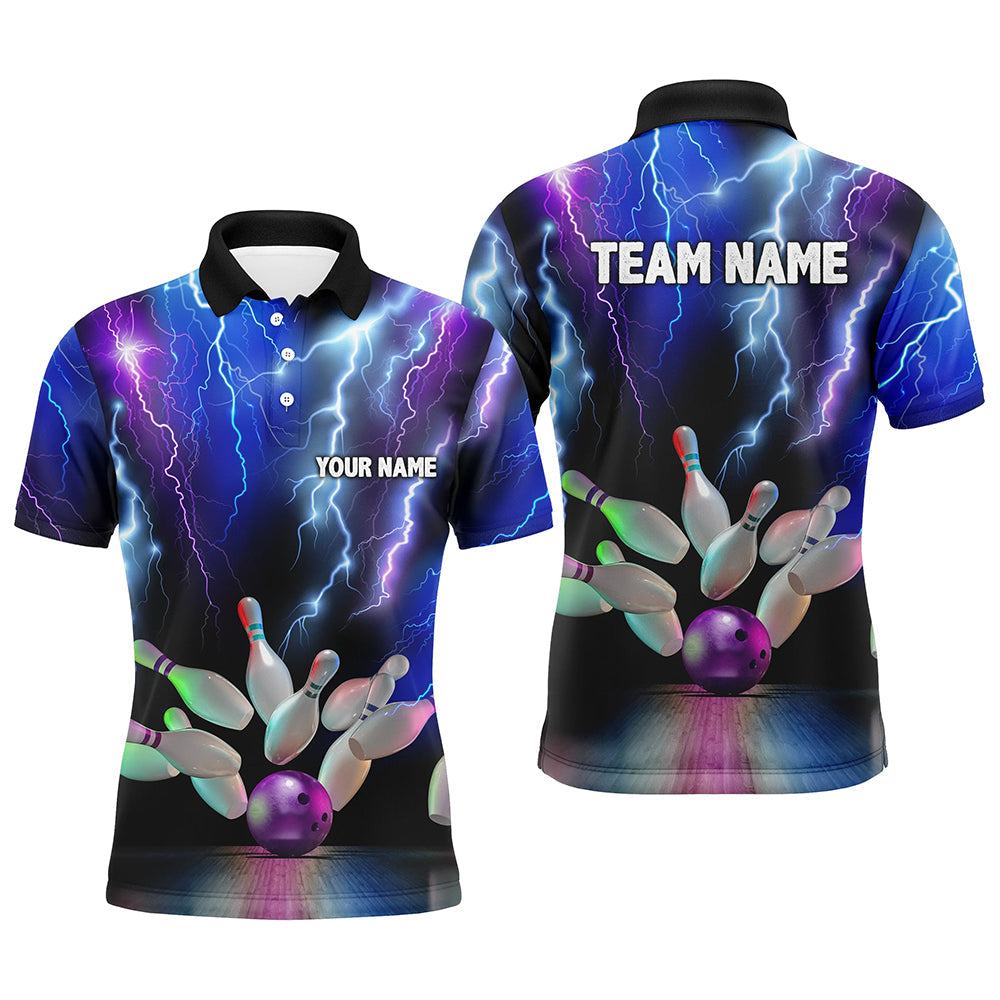 Colorful Lightning Thunder Storm Bowling Team League Men's Polo Shirt S-5XL