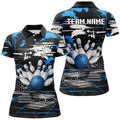 Custom Retro Bowling Team Jerseys Black Blue for Bowlers Women's Polo Shirts S-5XL