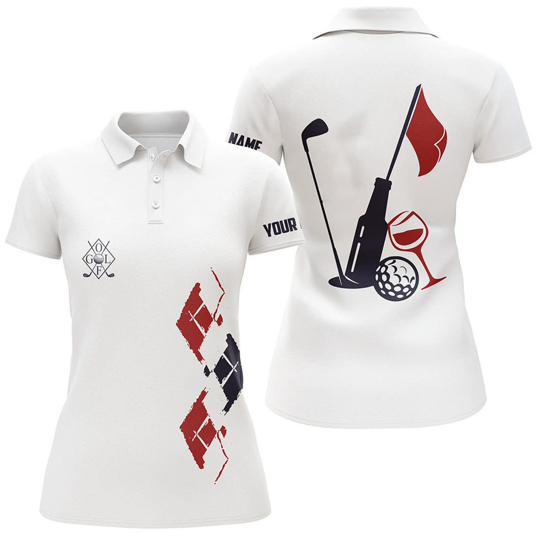 Custom Funny Women's Golf Polo Shirt Wine Golf Clubs Women's Polo Shirts S-5XL