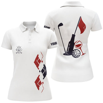 Custom Funny Women's Golf Polo Shirt Wine Golf Clubs Women's Polo Shirts S-5XL