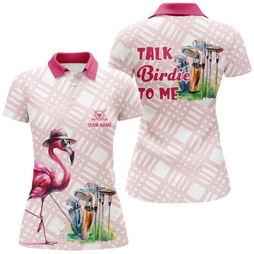 Custom Womens Golf Polo Shirts Custom Pink Flamingo Pattern Golf Shirts Talk Birdie To Me Nqs7565 Women's Polo Shirts S-5XL