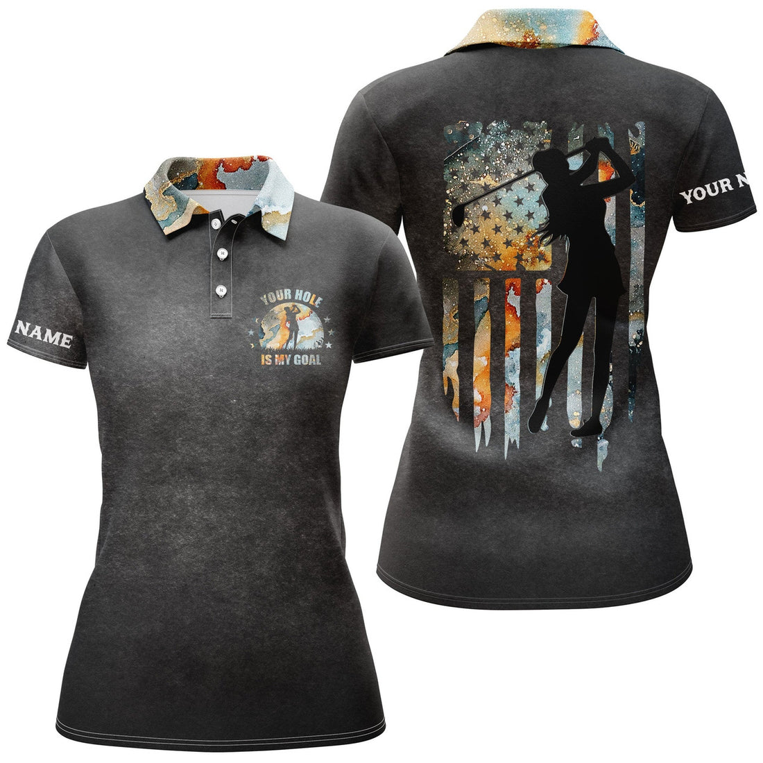 Custom Golf American Flag Patriot Hole Is My Goal Women's Polo Shirts S-5XL